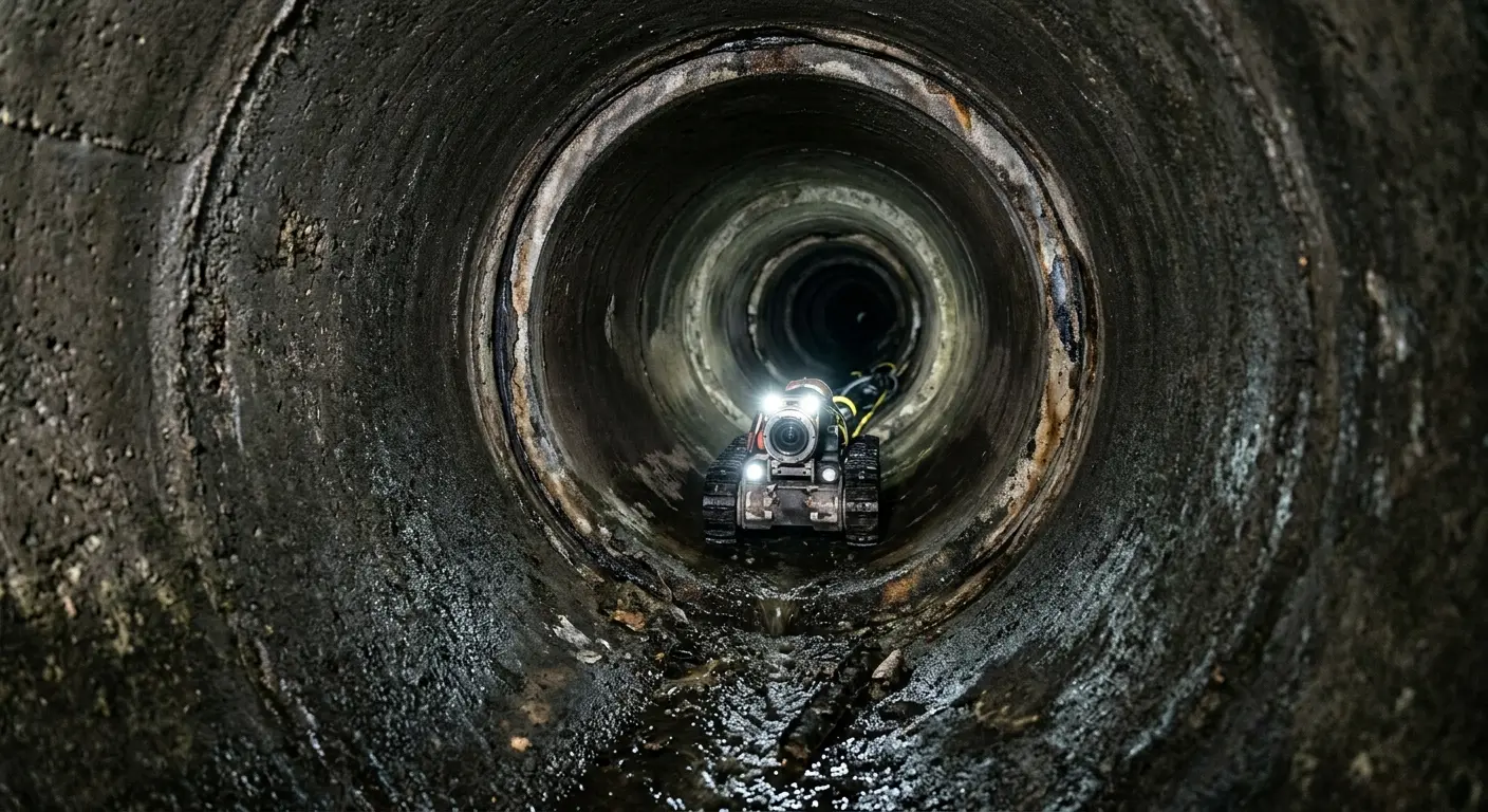 Robotic sewer camera inspecting pipe interior for Drain Snake Service in West Hattiesburg